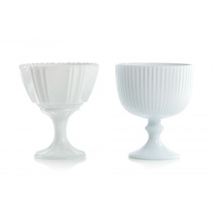 Two lattimo glass sugar bowls