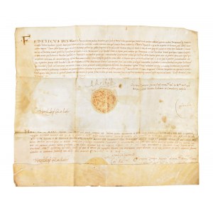Federico II Gonzaga, duca di Mantova / Ippolito Calandra - grande pergamena manoscritta