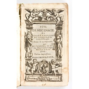 [ROMA] Caporali, Cesare : Vita di Mecenate di Cesare Caporali nell'Academia degli Insensati di Perugia. Detto lo Stemperato ... Terza impressione. In Venetia, presso Benardo Giunti : Gio. Batt. Ciotti ei compagni, 1608