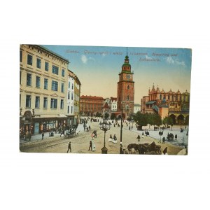 KRAKÓW Główny rynek i wieża ratuszowa / Hauptriing und Rathausturm , Wydawnictwo Salonu Malarzy Polskich w Krakowie 1915 nr 14