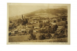 MSZANA DOLNA General view. On Lubogoszcz (above the tower) the camp of Polish Y.M.C.A. photo: St. Mucha - Plate 