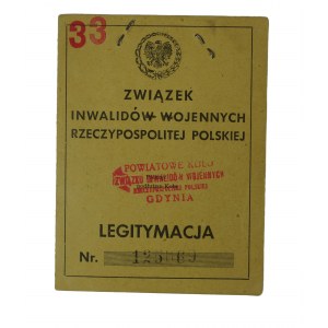 Legitymacja Związek Inwalidów Wojennych Rzeczypospolitej Polskiej wystawiona 13.VIII.1946r.