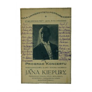 Jan KIEPURA [1902-1966] autograf śpiewaka na stronie z programem koncertu 27.VI.1927r.