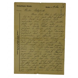 Więzienie karne WRONKI orygonalny list z więzienia datowany 10 maja 1942r.