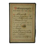 Świadectwo potwierdzające zdanie egzaminu czeladniczego kowala , wystawione dla Józefa Czarnolewskiego [ur. 1892], Bydgoszcz 17.XI.1913r.