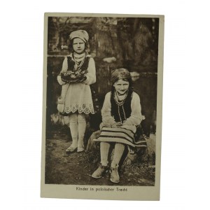 Dzieci w strojach ludowych / Kinder in polnischer Tracht , obieg pocztowy 19.10.1917r.