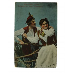 Typy ludowe Zaloty Volkstypen aus Polen , obieg pocztowy 16.11.1916r.