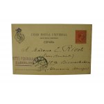 SAN LORENZO de ESCORIAL - Klasztor Escorial , długi adres, vorlaufer, stempel Hotel Peninsular Barcelona, obieg pocztowy 7.4.1900r.