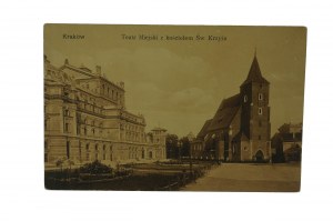 KRAKOW City Theater with Holy Cross Church , uncirculated, Fischer and Company