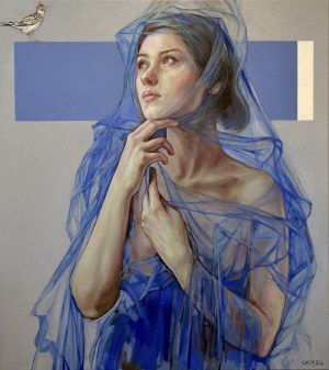 Marcin Jaszczak, ZASŁUCHANA, 90 x 80 cm.