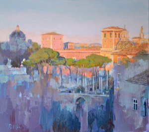 Olga Pelipas, W RZYMIE O ŚWICIE, 65 x 73 cm.