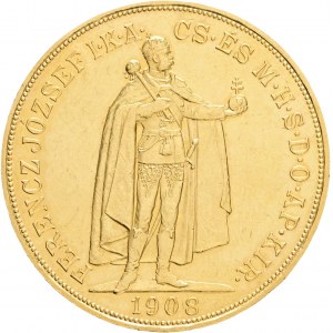 FRANCIS JOSEPH I. 1848-1916 100 Corona 1908 KB originale, Standing King KM#491 33,87g 37mm Kremnica RR!