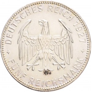 Weimar republic 5 Mark 1927 F 450th Anniversary of the Tubingen University, J#329, Ag.500 25g , 36mm, Stuttgart, place with lustr mint