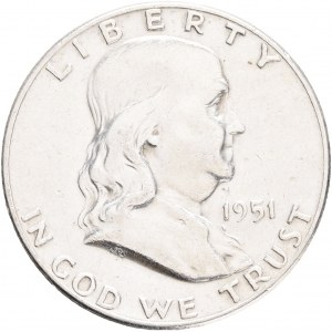 USA Half Dollar Franklin 1951 Philadelphia , KM#199 Ag.900 12,5g