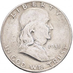 USA Half Dollar Franklin 1951 S San Francisco , KM#199 Ag.900 12,5g