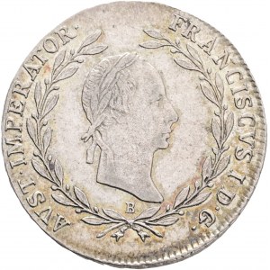 FRANCIS II. 1804-1835 20 Kreutzer 1830 B, KM#2145 ,Ag.583, 6,67g, 28 mm, Kremnica