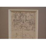 Jan Matejko (Kraków 1838 - Kraków 1893),rysuek- Scena pałacowa i szkic postaci