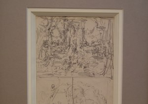 Jan Matejko (Krakow 1838 - Krakow 1893),drawing-Palace scene and figure sketch