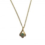 Gold necklace with pendant with emerald and diamonds (750)