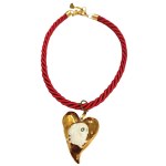 Heart necklace with roses and skull, 24k gold, unique, Romana Bielecka
