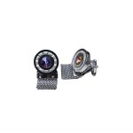 Elegant cufflinks with iridescent eyelets