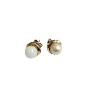 Gold earrings with pearls (585)