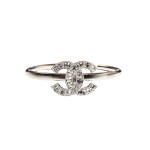 Silver rigid vintage bracelet, CC logo model, Chanel