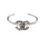 Silver rigid vintage bracelet, CC logo model, Chanel