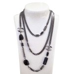Unique necklace with black stones, CC logo model, Chanel