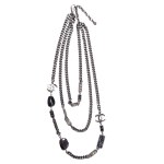 Unique necklace with black stones, CC logo model, Chanel