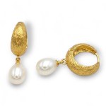 Silver plated gold earrings with pearls, unique, MMArte