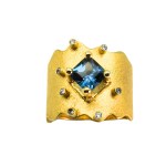 Silver gold-plated ring with zircons, unique, MMArte