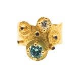 Silver gold-plated ring with zircons, unique, MMArte