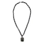 Black necklace with rectangular pendant by Jean Paul Gaultier
