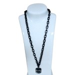 Black necklace with rectangular pendant by Jean Paul Gaultier