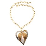 Heart necklace with wings, 24k gold, unique, Romana Bielecka