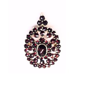Silver vintage garnet brooch/pendant, Czech Republic/Czechoslovakia