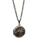 Silver locket / secretary on a chain with amber