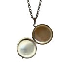 Silver locket / secretary on a chain with amber
