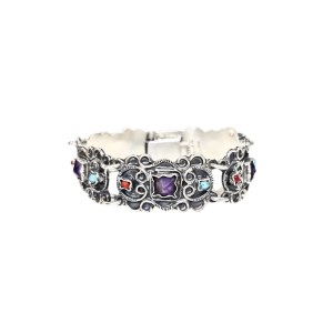 Bracciale in argento con pietre semipreziose (925), Messico