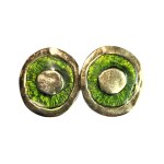 Vintage clips with green enamel, Valerie Viloin Labbe