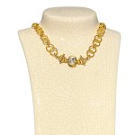 Gold-plated vintage necklace with zirconia