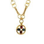 Tudor-style vintage pendant with colored stones