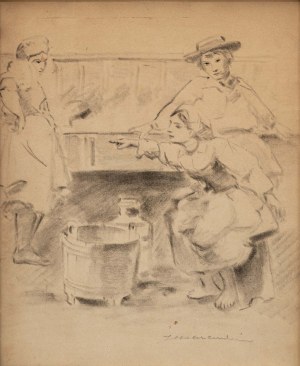 Jacek MALCZEWSKI (1854 - 1929), Szkic - scena wiejska