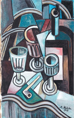 Alicja HALICKA (1894 - 1975), Kubizująca martwa natura z kieliszkami; druga dekada XX w