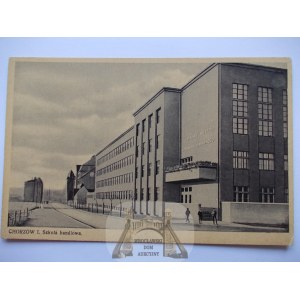Chorzów, obchodní škola, cca 1930