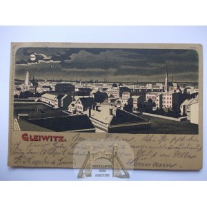 Gliwice, Gleiwitz, lunar lithograph, 1901