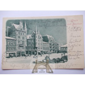 Bytom, Beuthen, Market Square in winter, 1900