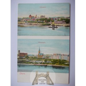 Toruń, Thorn, 2 widoki, ok. 1910