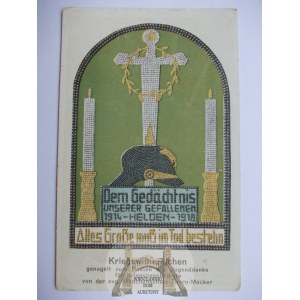 Toruń, Thorn, ofiara na cele wojenne, tarcza z gwoździ, szkoła żeńska, ok. 1915